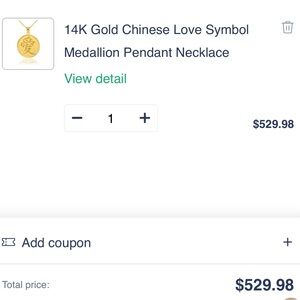 14k GOLD LOVE CHINESE MEDALLION PENDANT